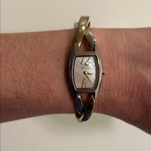 DKNY Donna Karen Two-Tone Silver & Gold Women's Watch with Mother of Pearl Face